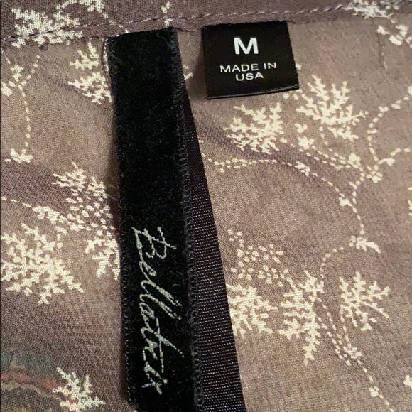 Anthropologie BELLATRIX GRAY SHEER LONG SLEEVE BLOUSE BLOUSE BELL SLEEVES Floral - Picture 8 of 13